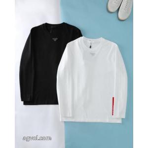 プラダ秋冬新作厚手蘭精モダール綿長袖Tシャツ