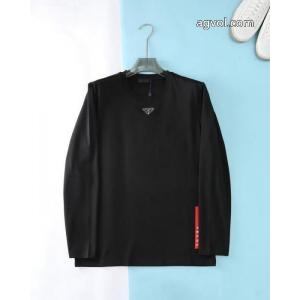 プラダ秋冬新作厚手蘭精モダール綿長袖Tシャツ