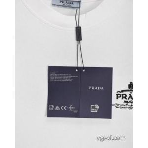 PRADA前後定番ジャカード高密度刺繍カバーヘッド丸首長袖Tシャツ