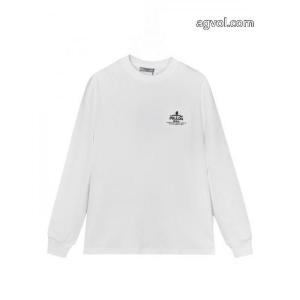 PRADA前後定番ジャカード高密度刺繍カバーヘッド丸首長袖Tシャツ