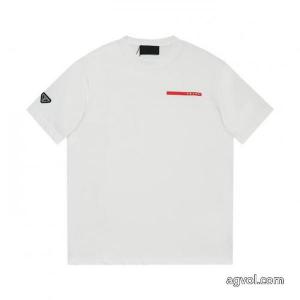 独占最高品質バージョンprada家ロゴ凹凸アルファベットラウンドネック半袖Tシャツ