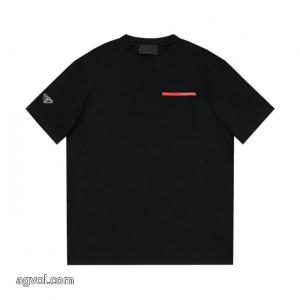 独占最高品質バージョンprada家ロゴ凹凸アルファベットラウンドネック半袖Tシャツ