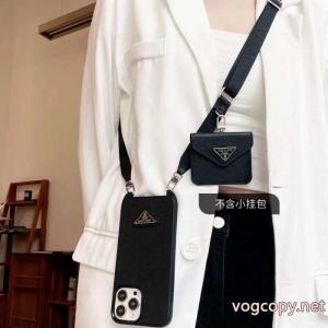 PRADA斜め掛け携帯ケース金属ロゴクロスレザーソフトエッジ全バッグ