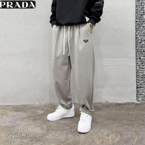 Prada秋冬新作メンズ秋冬新作ゆるウエスト高級感ニットゆったりカジュアルパンツ