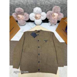 prada 25秋冬モデル三角アルファベット刺繍カーディガン