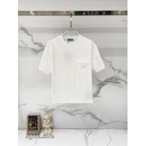 ブランド 偽物PRADA半袖Tシャツ肌触りの気持ちい〜  毎年定番 2026トレンド先取り