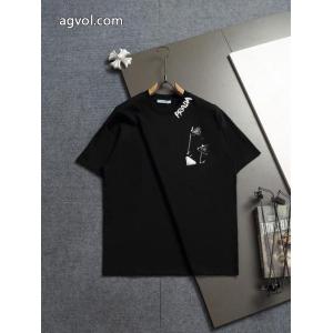 半袖Tシャツ偽物 通販 サイトPRADA夏季新作品 気軽に着れる 格好良いアイテム