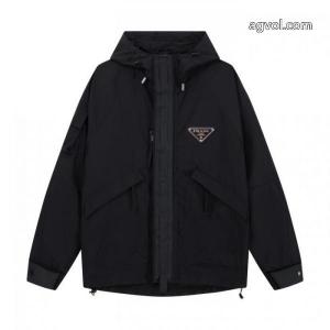 プラダPRADA 2025新作メタリック三角ロゴのペアルックキャップコート