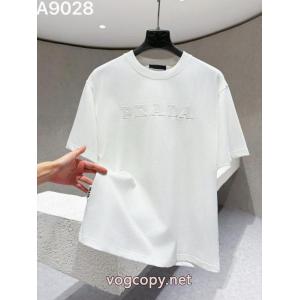 PRADAプラダ2026 ss新作刺繍工芸ロゴアルファベット半袖Tシャツ