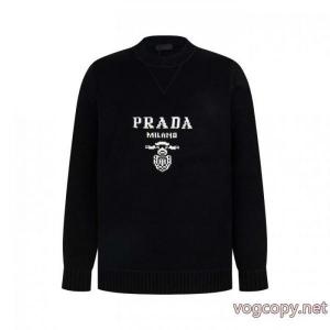 Prada/プラダネック三角専属ロゴデザインウール丸首セーター