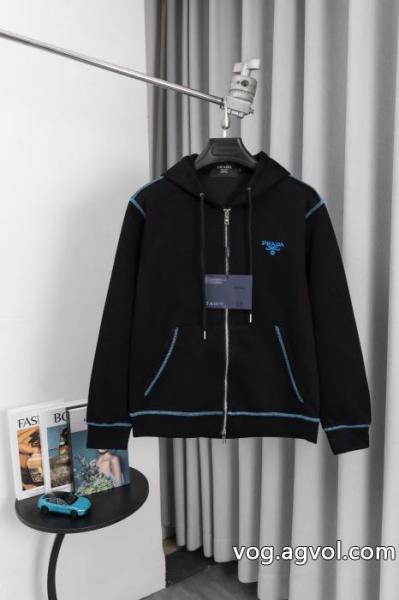 pradaプラダプラダアルファベット刺繍ロゴ入りキャップパーカー 0