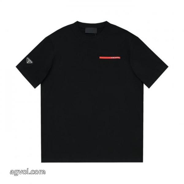 独占最高品質バージョンprada家ロゴ凹凸アルファベットラウンドネック半袖Tシャツ 3