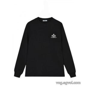PRADA前後定番ジャカード高密度刺繍カバーヘッド丸首長袖Tシャツ