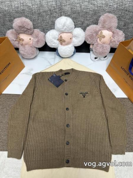 prada 25秋冬モデル三角アルファベット刺繍カーディガン 0 