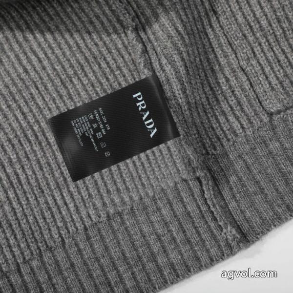 PRADAプラダ定番三角革のスタンダードジッパーニットカーディガンコート 5 