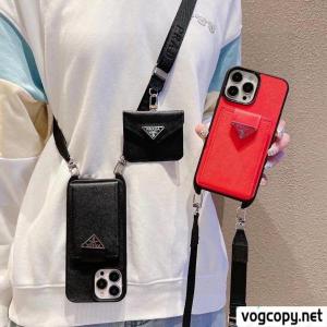 pradaIphoneケースカバーパスケース斜め掛け+セット