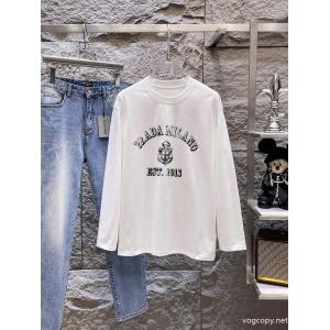 PRADAブランド コピー 優良店新色入荷 華やかな印象に 上品低価長袖Tシャツ