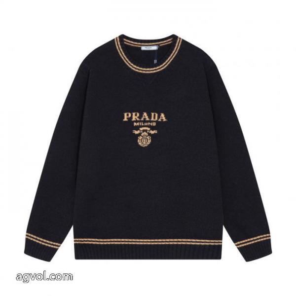 PRADAプラダ定番三角ロゴアルファベットクルーネックウールニットセーター 5 