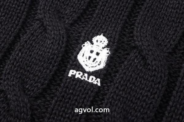 PRADA 26 SS麻編み刺繍ロゴコットンセーター 5