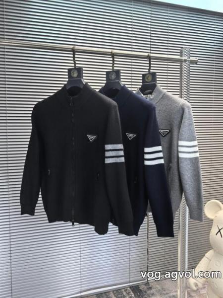 PRADAプラダ2026秋冬メンズウールスタンドカラージップコート 0 