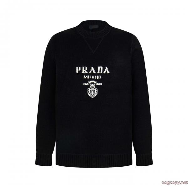 Prada/プラダネック三角専属ロゴデザインウール丸首セーター 0