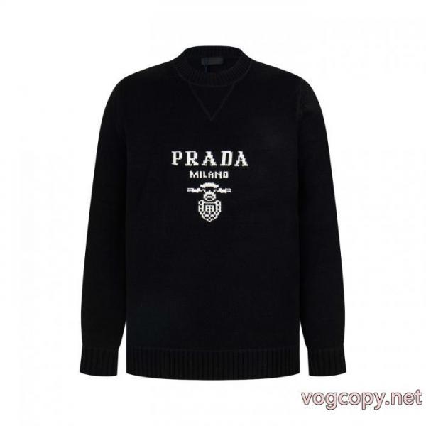 Prada/プラダネック三角専属ロゴデザインウール丸首セーター 4