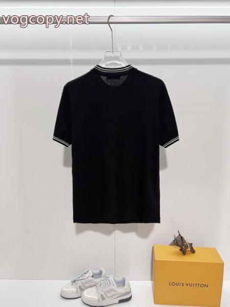PRADA/ラダのアルファベットの色織トリコロールニットクルーネック半袖Tシャツ 4