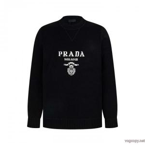 Prada/プラダネック三角専属ロゴデザインウール丸首セーター